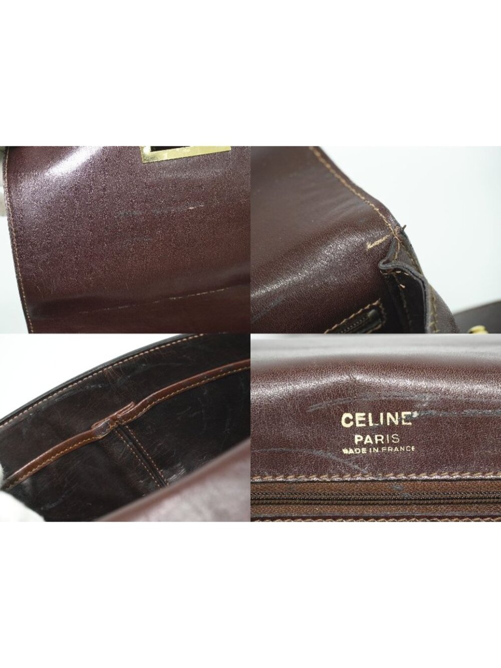Celine Leather Shoulder Bag Pochette Brown - Picture 9 of 9